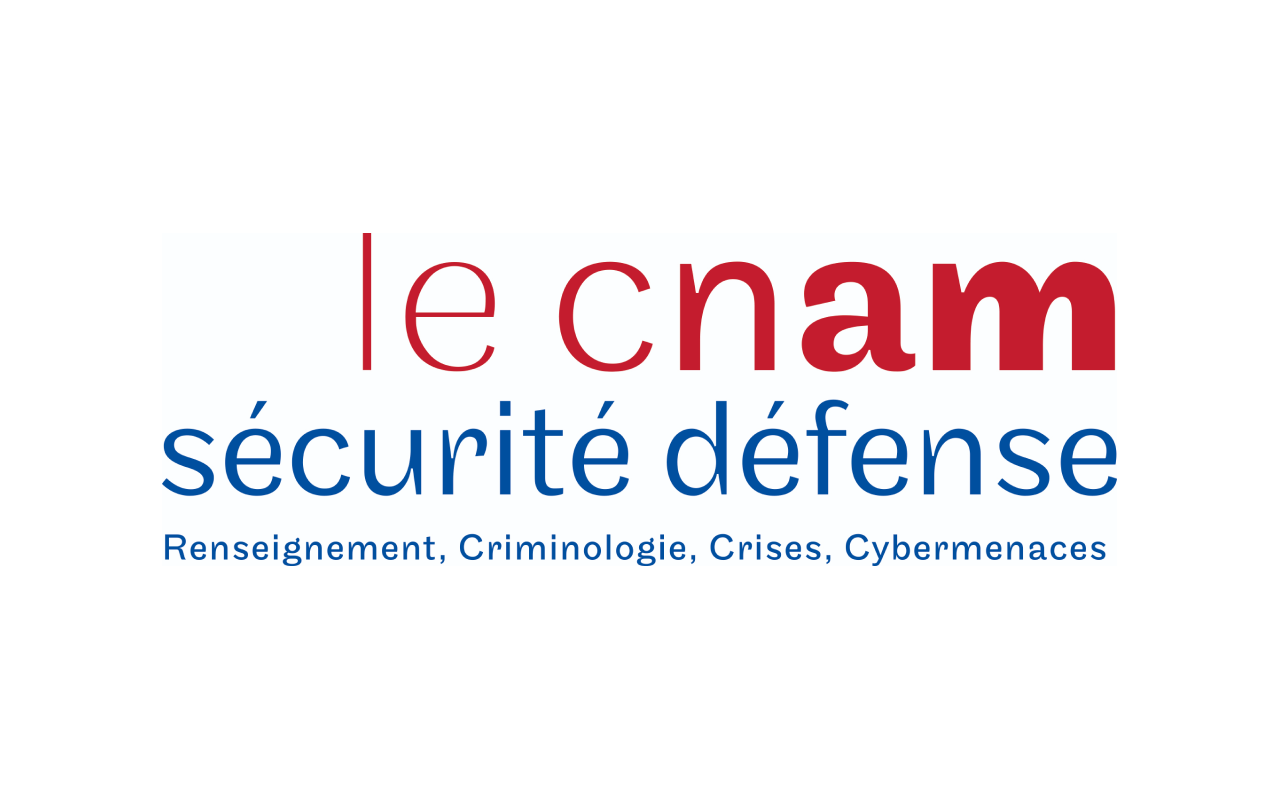 Logo du Cnam Sécurité Défense, mettant en avant les domaines de Renseignement, Criminologie, Crises et Cybermenaces, symbolisant l'engagement de l'institution dans la formation et la recherche en sécurité et défense pour répondre aux enjeux contemporains.